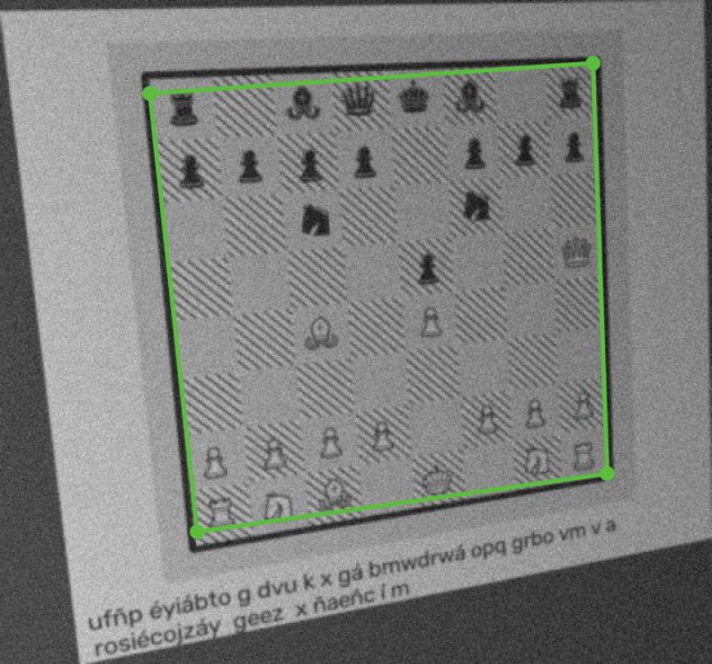 Foto de un diagrama con el contorno del tablero detectado