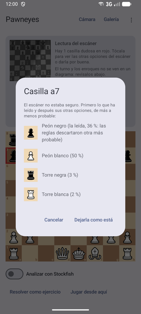 Corregir una casilla dudosa con las opciones del escáner